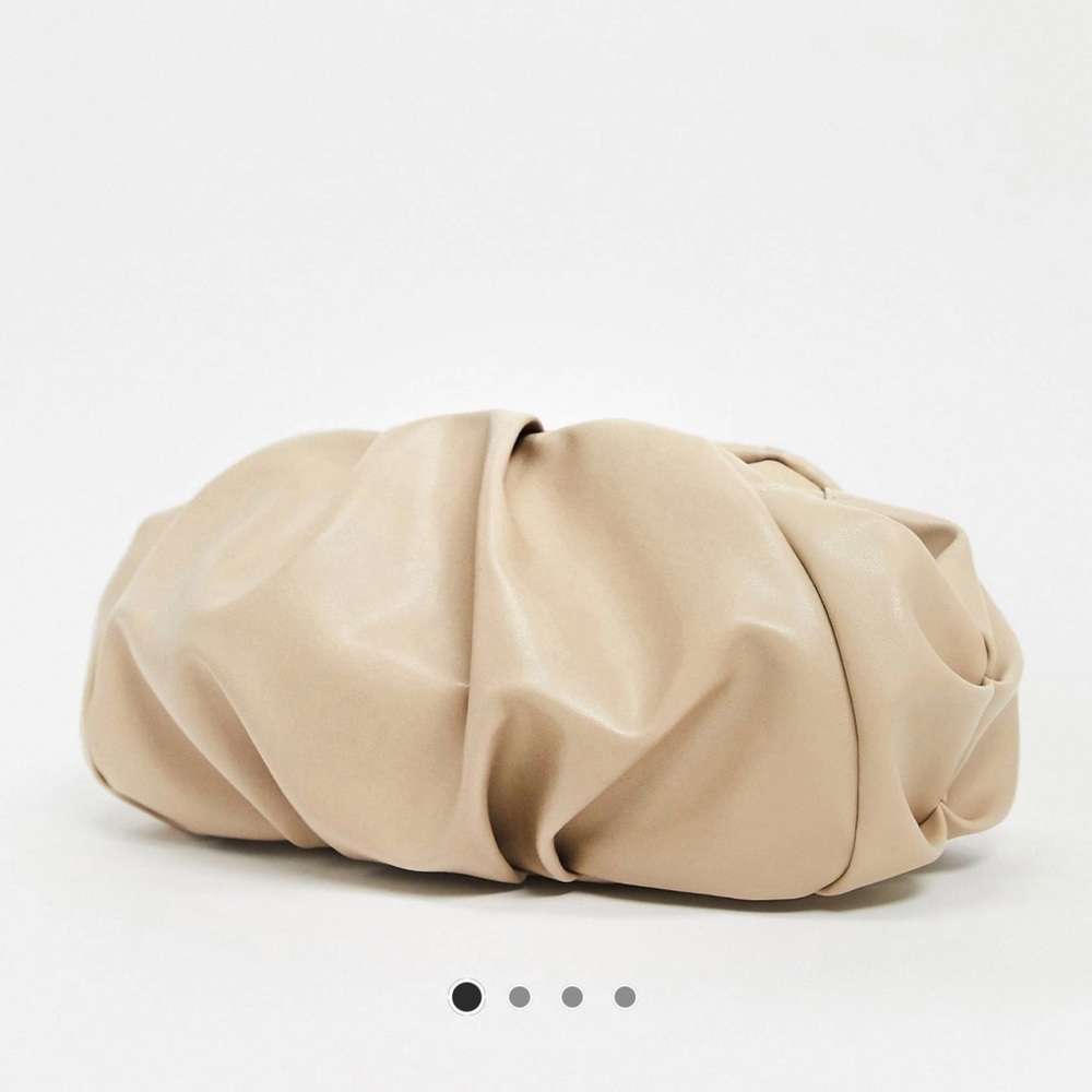 ASOS DESIGN oversized ruched clutch bag in beige